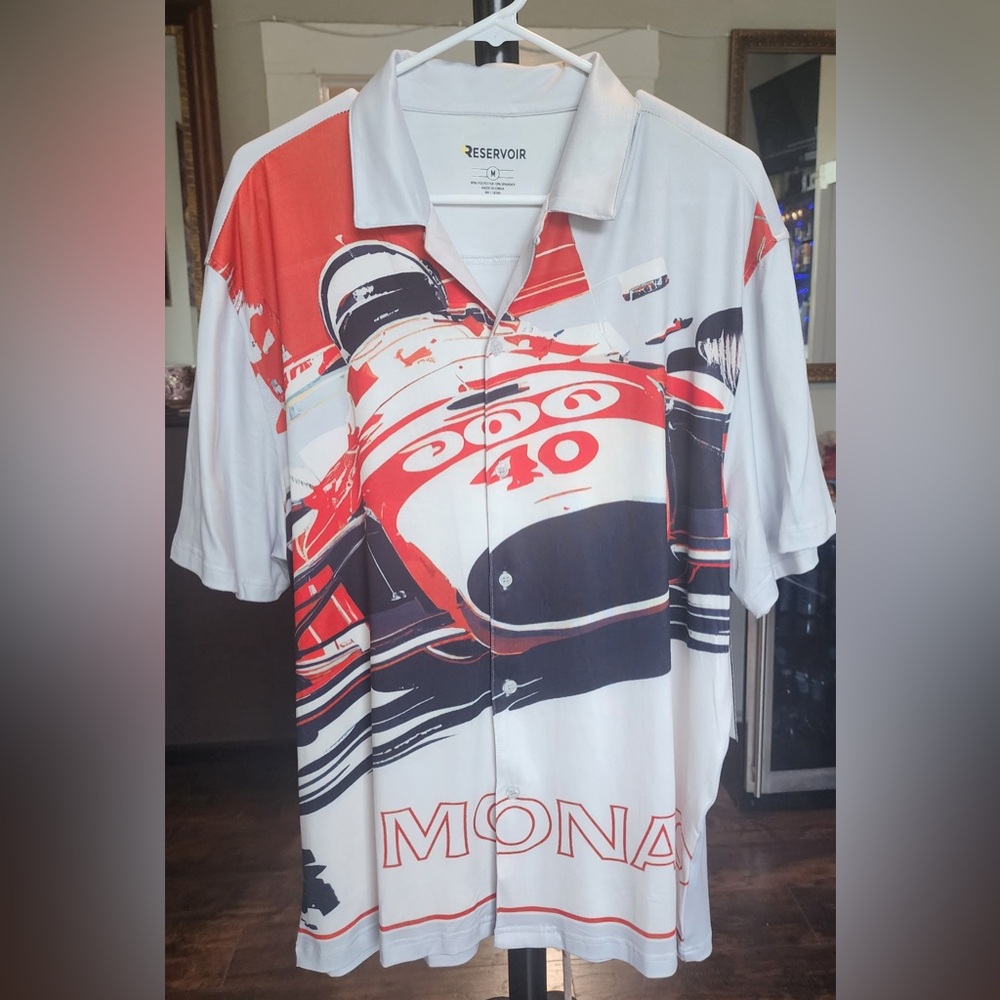 Monaco Reservoir Racing Graphic Button-Down Shirt Medium
